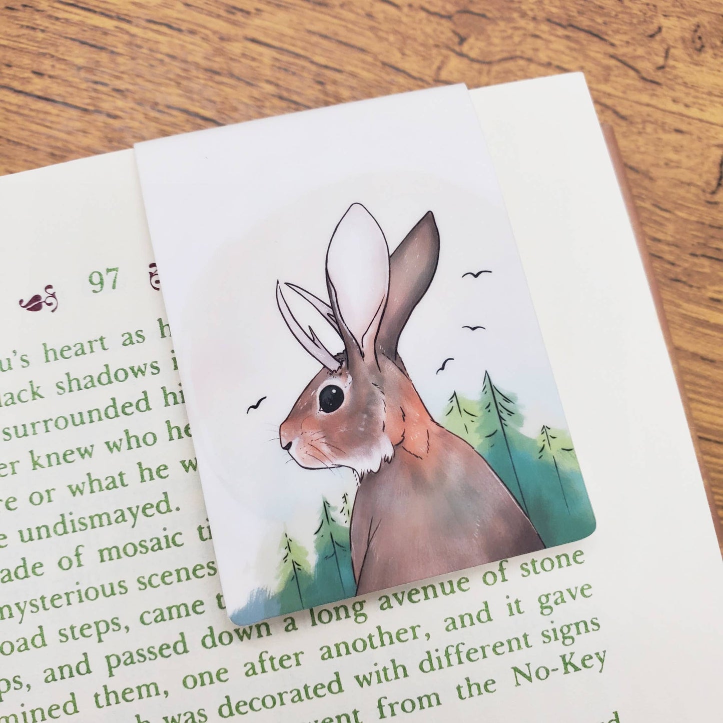 Jackalope With Pines - Magnetic Bookmark