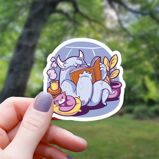 Yeti In A Reading Nook Sticker - 3"