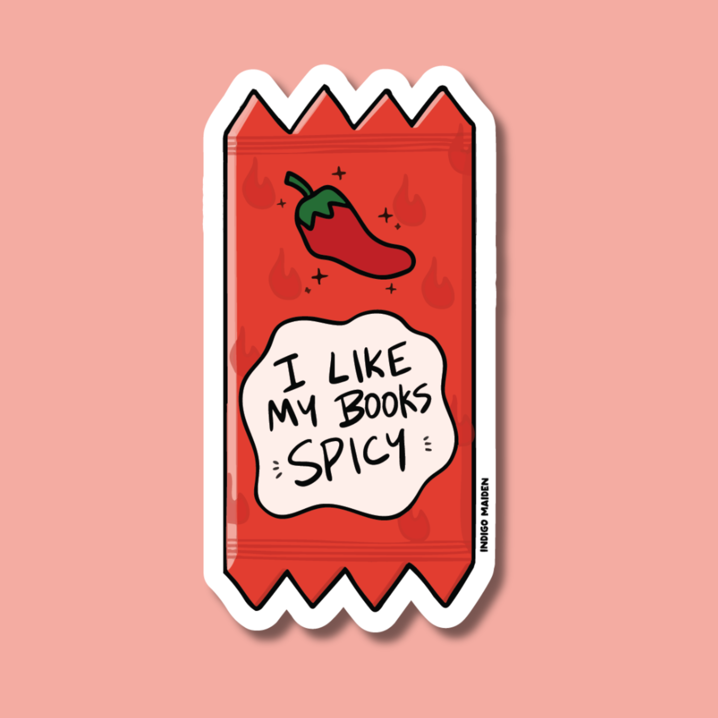 I Like My Books Spicy Hot Sauce Reader Sticker