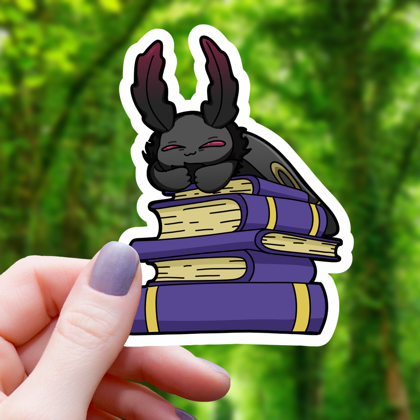 Mothman Sleeping On Pile Of Books Sticker - 3