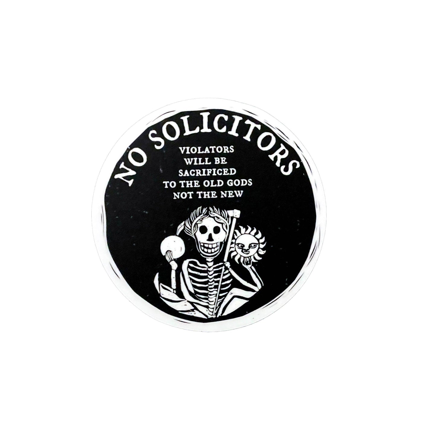 No Solicitors, Dark Humor Vinyl Sticker