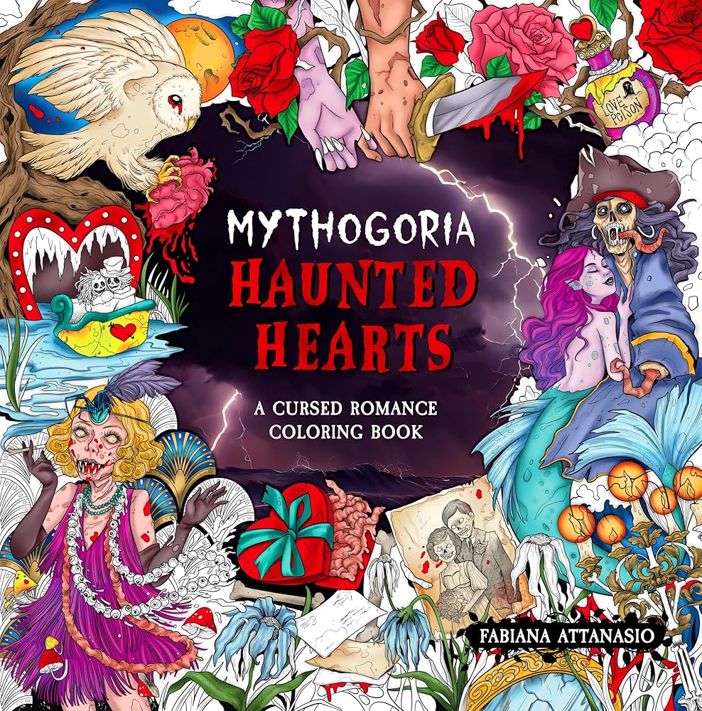 Mythogoria: Haunted Hearts: A Cursed Romance Coloring Book cover image