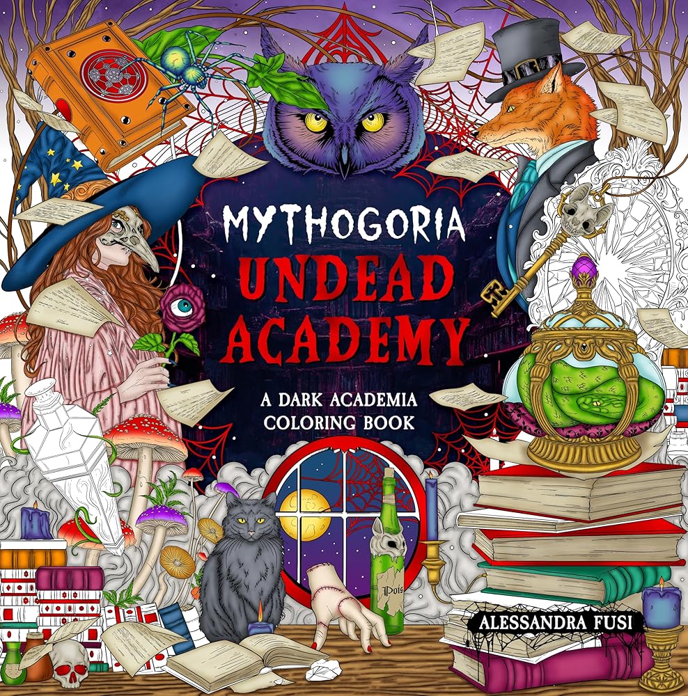Mythogoria: Undead Academy: A Dark Academia Coloring Book cover image