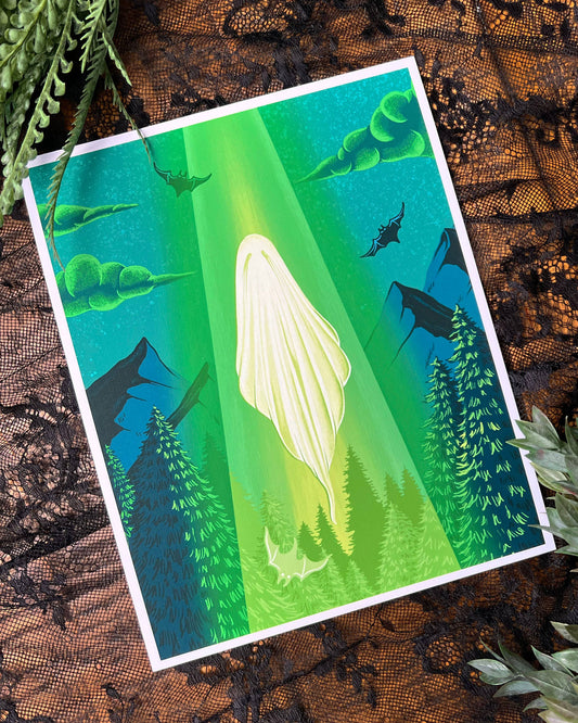 Alien Abduction Ghosty Art Print