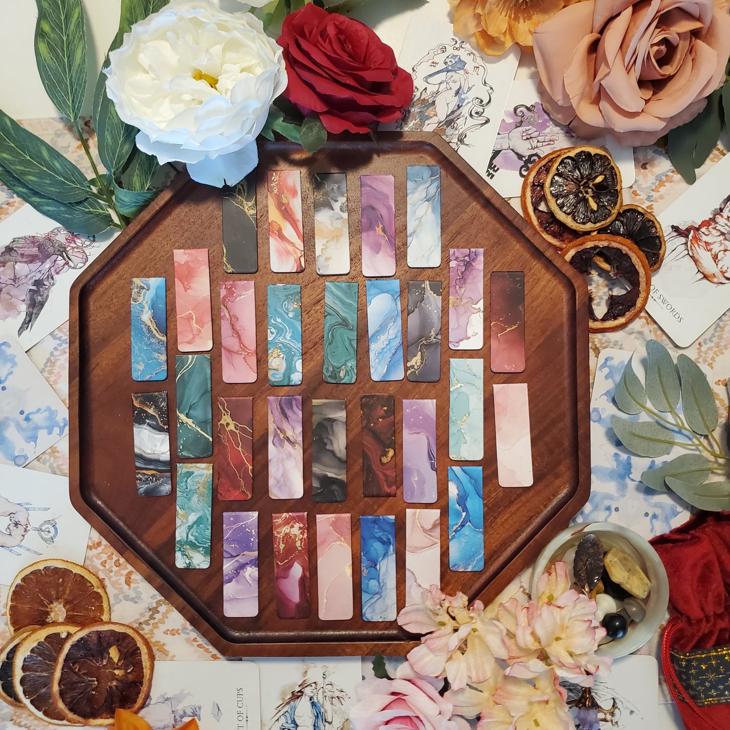 multi color marbled magnetic bookmarks