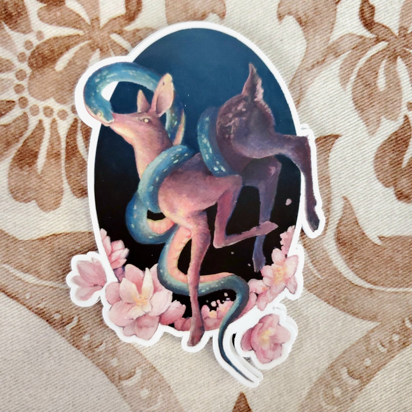 Floral Snake and Deer - Sticker