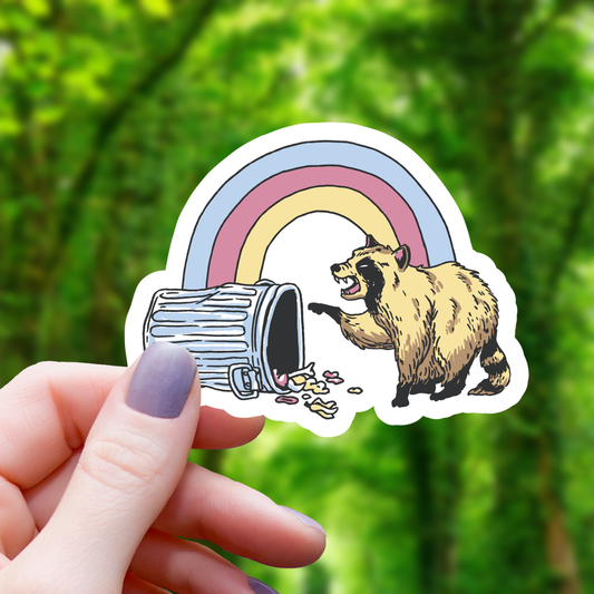 Rainbow Garbage Raccoon Sticker - 3"