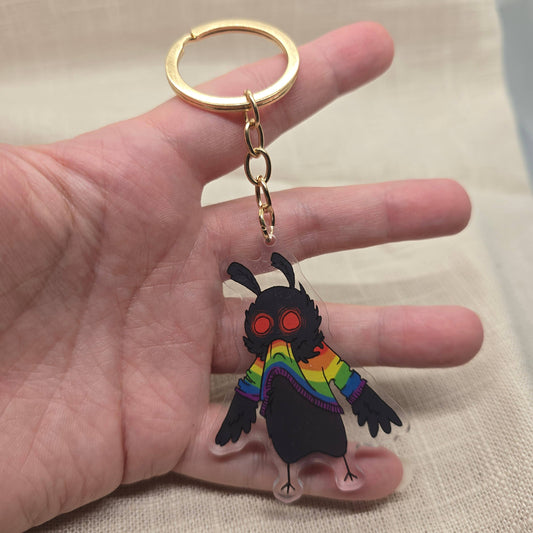 Mothman Eating His Own Rainbow Sweater Keychain