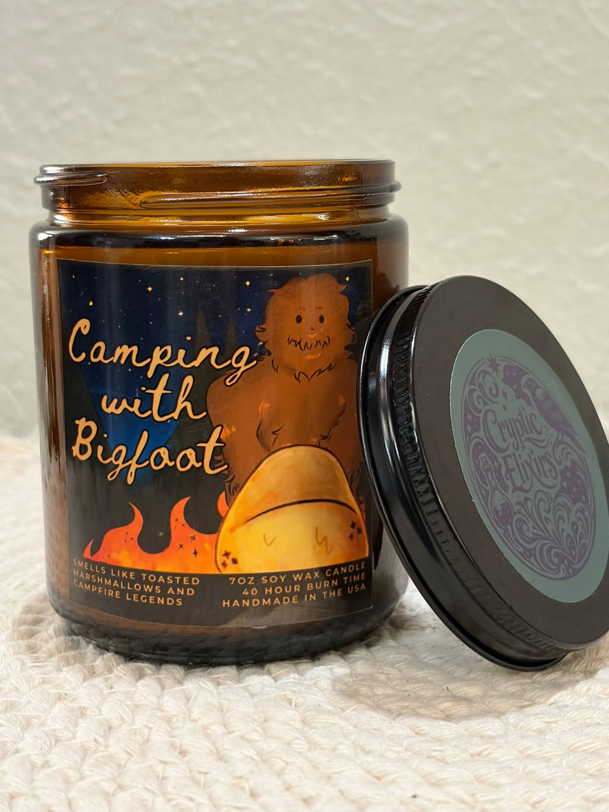 Camping with Sasquatch Bigfoot Themed Scented Candle
