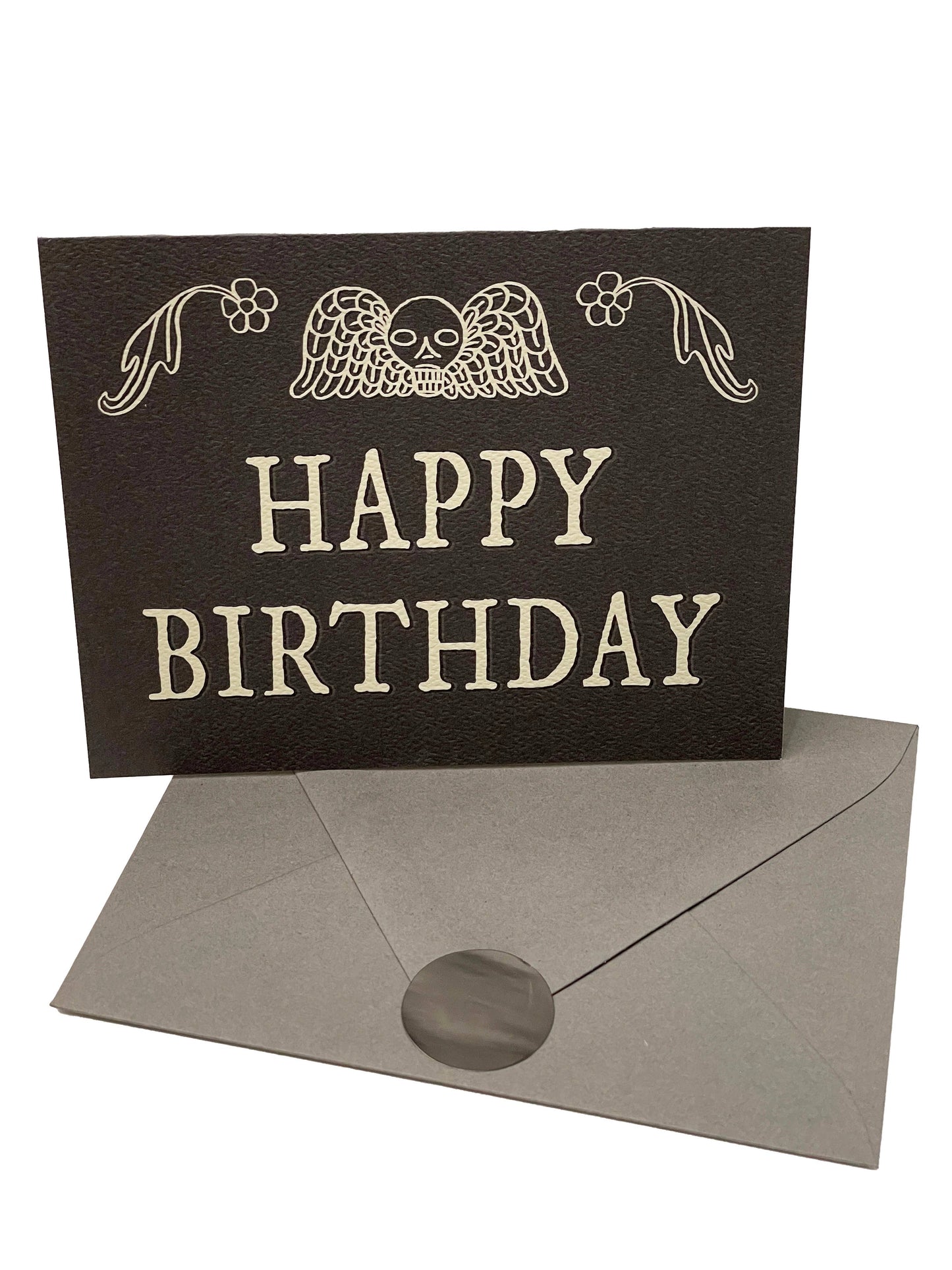 Gravestone Happy Birthday Card,Goth Stationery, Momento Mori