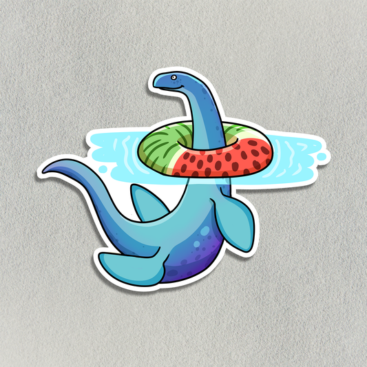 Nessie in Summer Beach Floatie Sticker
