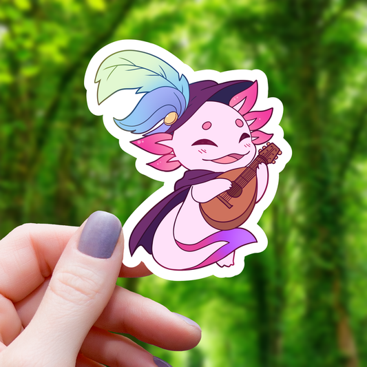 Axolotl Bard RPG Inspired Class Sticker - 3"