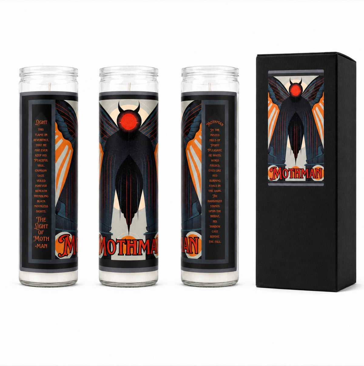 Art Deco Mothman Novelty Bookstore Prayer Candle