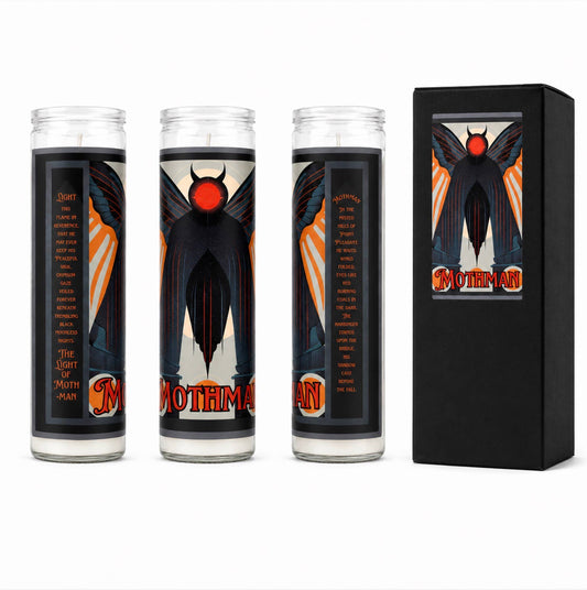 Art Deco Mothman Novelty Bookstore Prayer Candle
