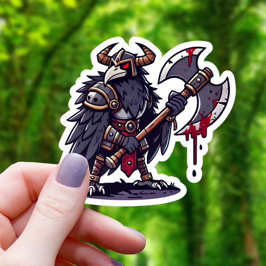 Bloody Raven Barbarian TTRPG Inspired Sticker - 3"