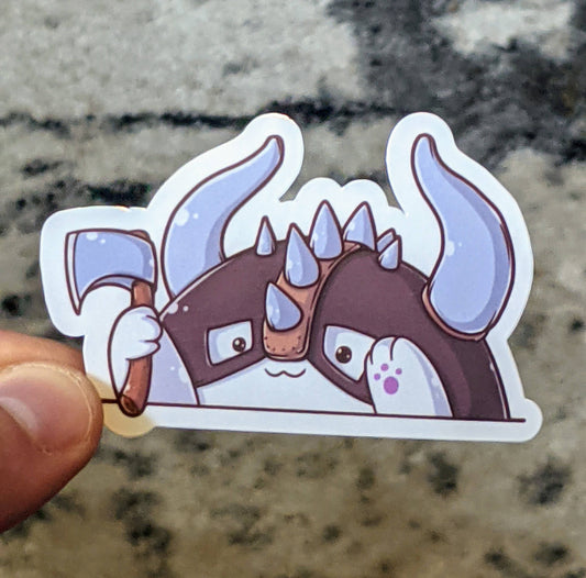 Funny Cat Barbarian Waterproof Sticker - 3"