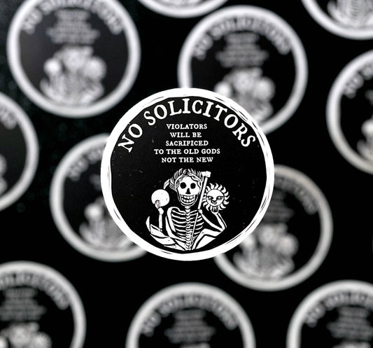 No Solicitors, Dark Humor Vinyl Sticker