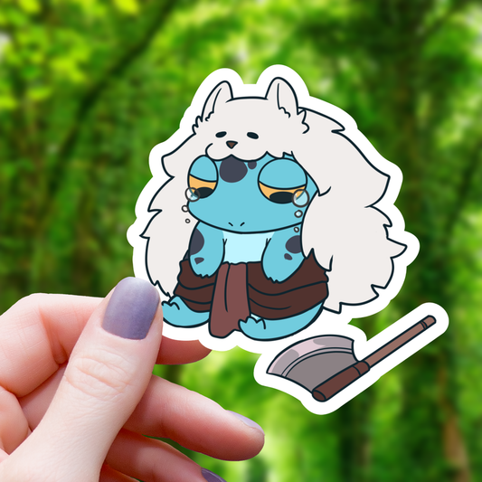 Crying Barbarian Frog Sticker - 3"