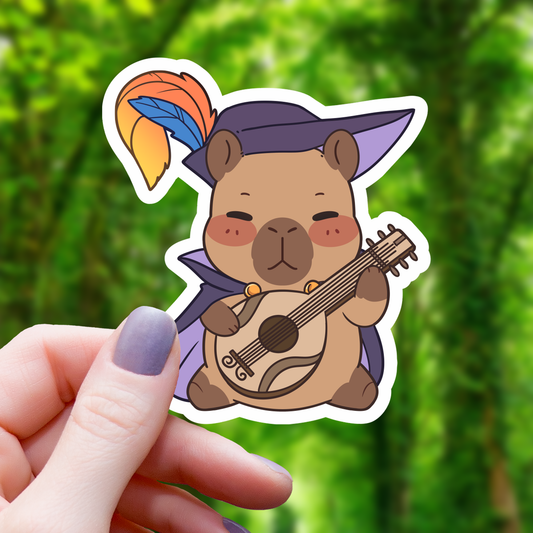 Capybara Bard With Lute Ttrpg Class Sticker