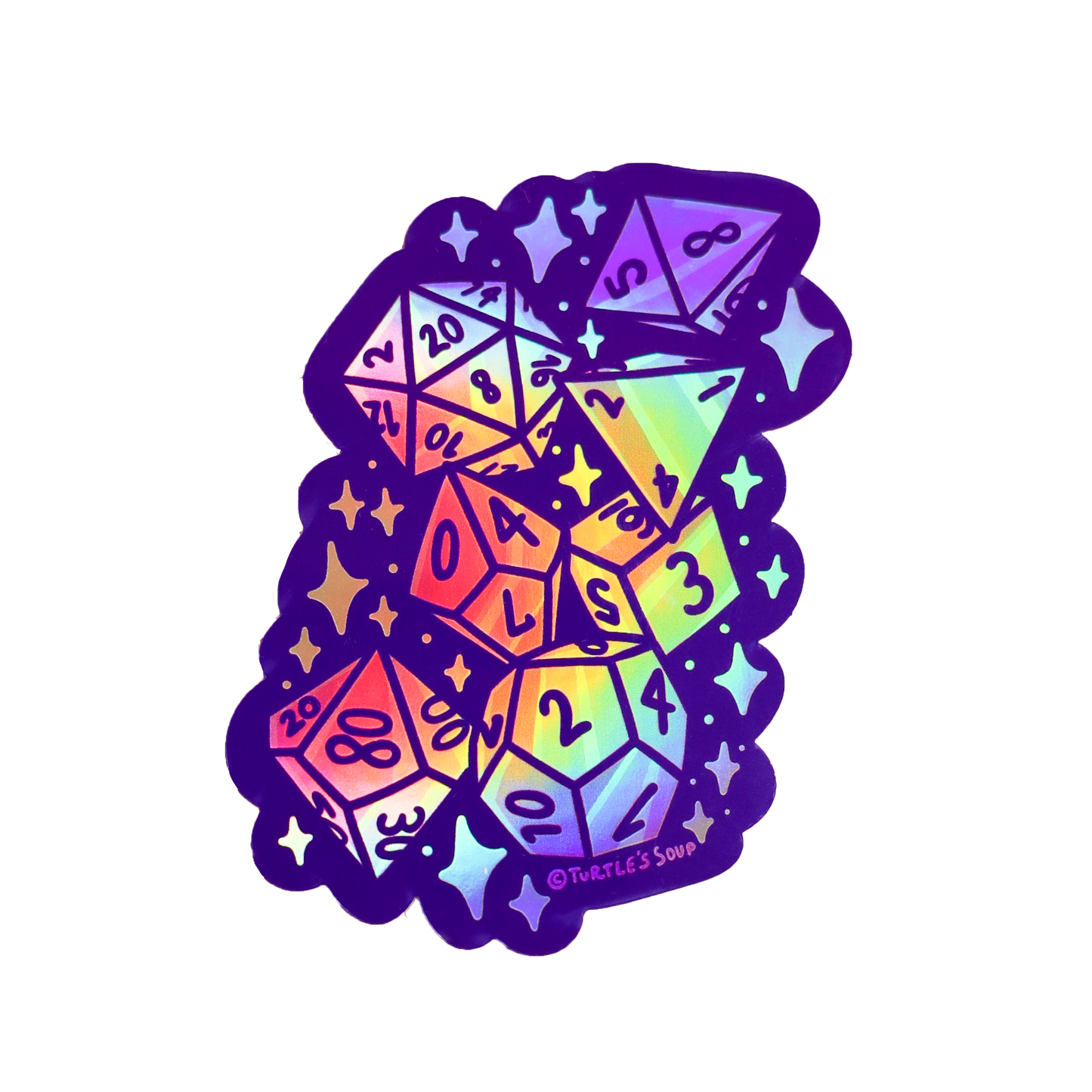 Gamer D20 Board Game Dice, Holographic Vinyl Sticker
