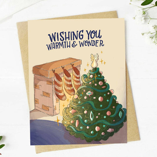 "Wishing you warmth & wonder" Christmas Card