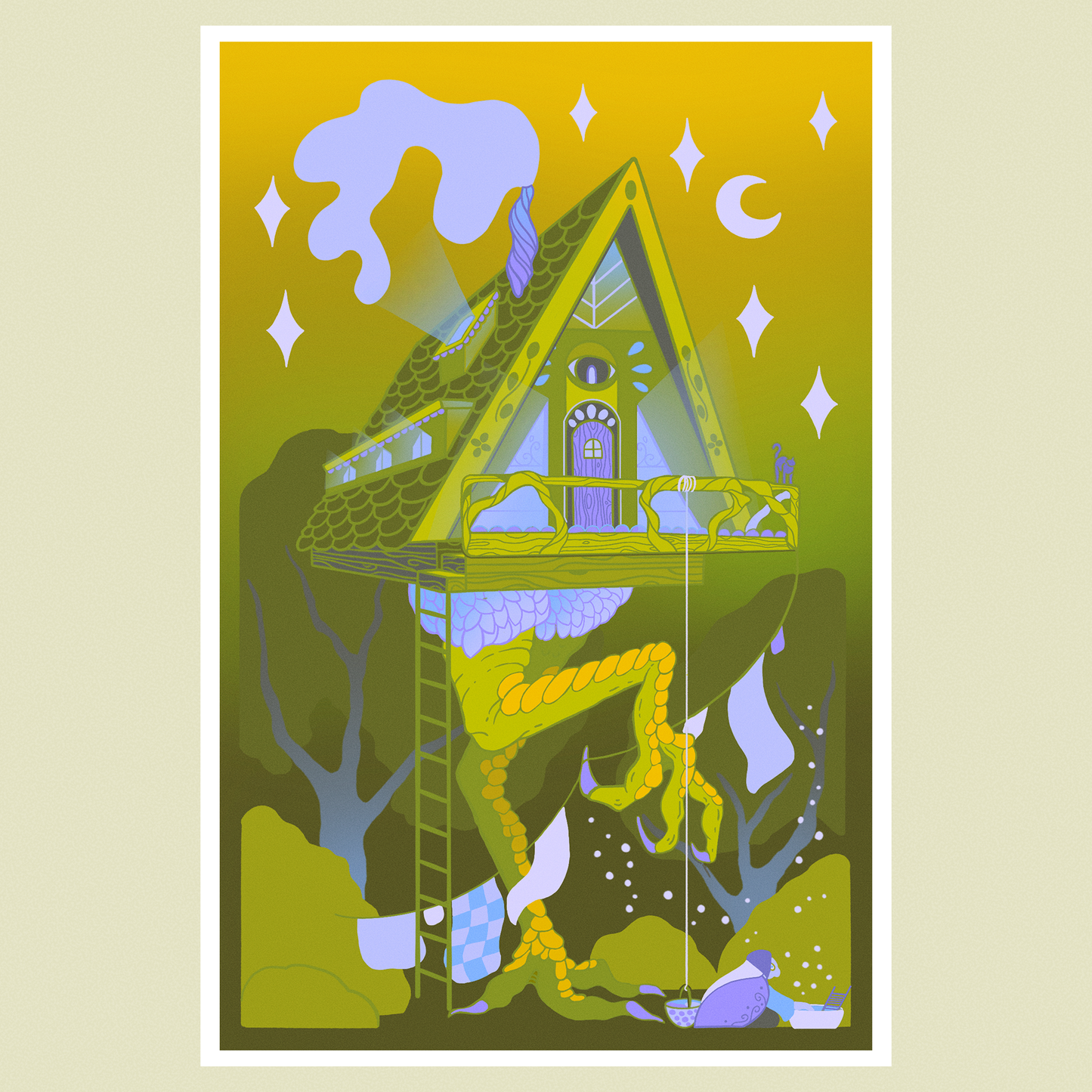 Baba Yaga Doing Laundry 5x7 Art Print