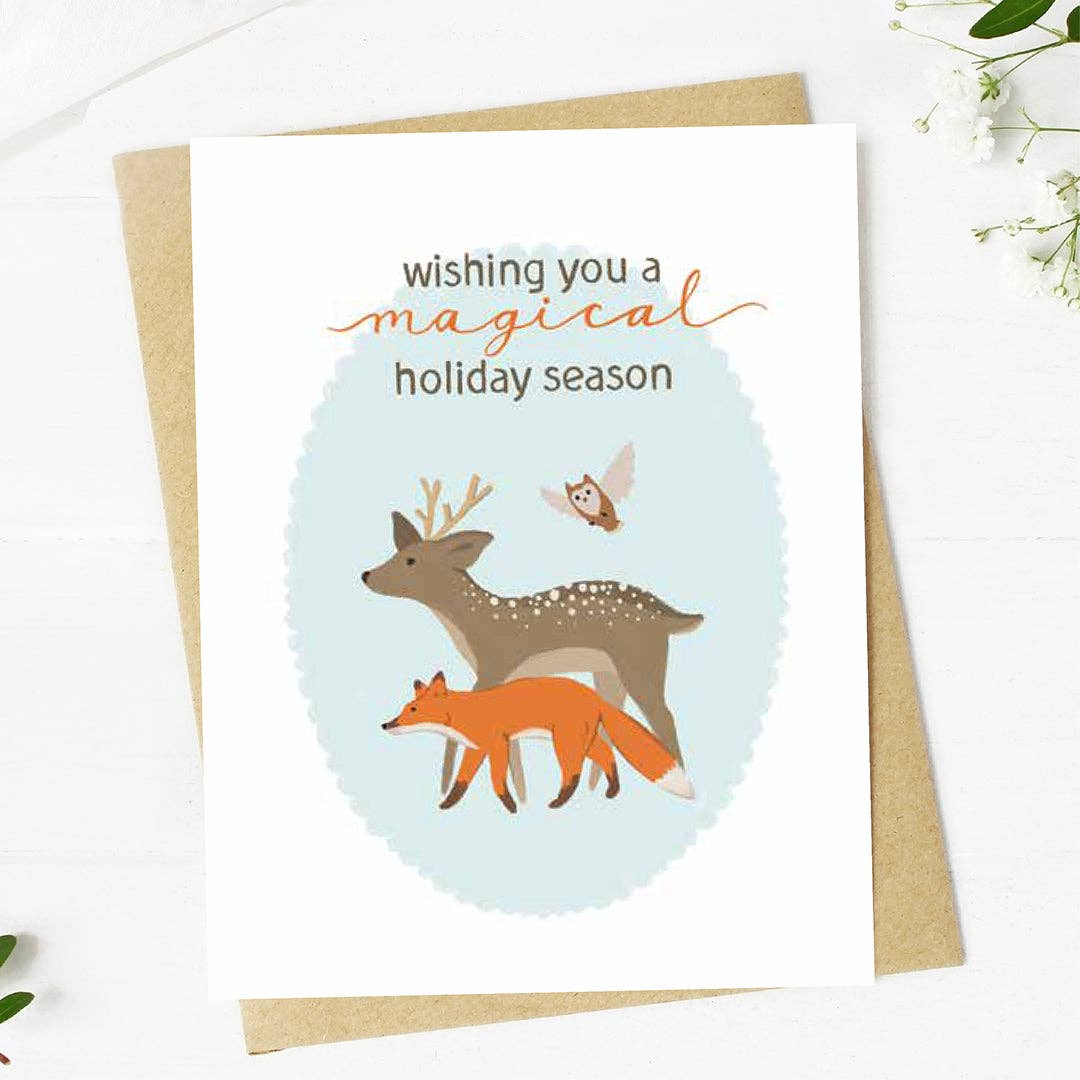 "Wishing you a magical holiday season" Animals Card