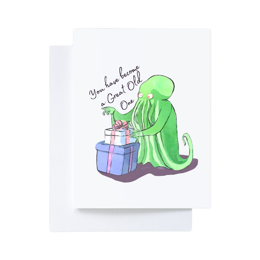 Cthulhu Great Old One Literary Nerd Bookshop Birthday Card