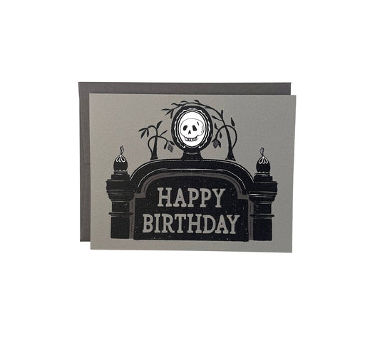 Old Gravestone Happy Birthday Card, Goth Stationery