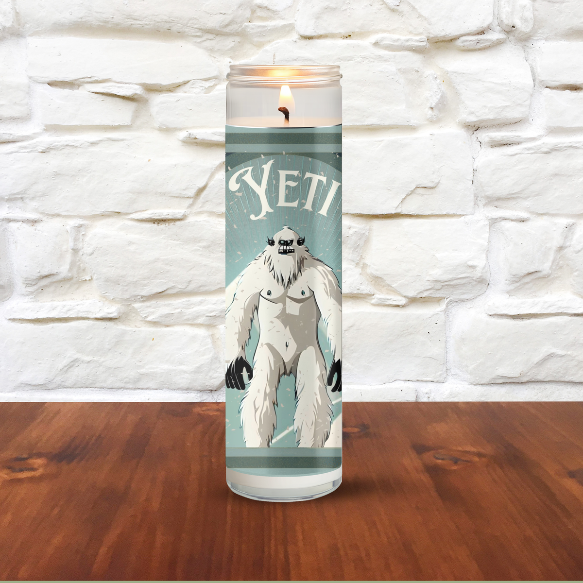 Art Deco Yeti Abominable Winter Bookstore Prayer Candle 