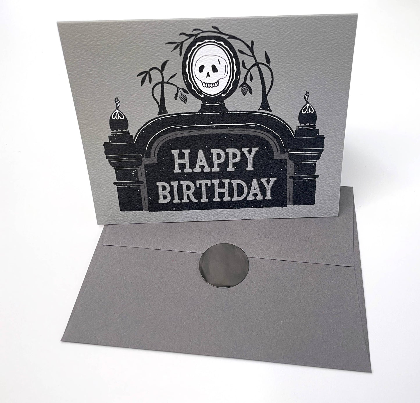 Old Gravestone Happy Birthday Card, Goth Stationery