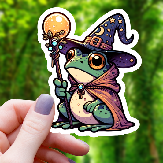 Frog Wizard With Hat Sticker - 3"