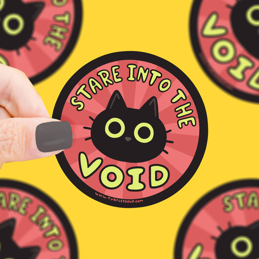Stare Into The Void Black Cat Vinyl Sticker