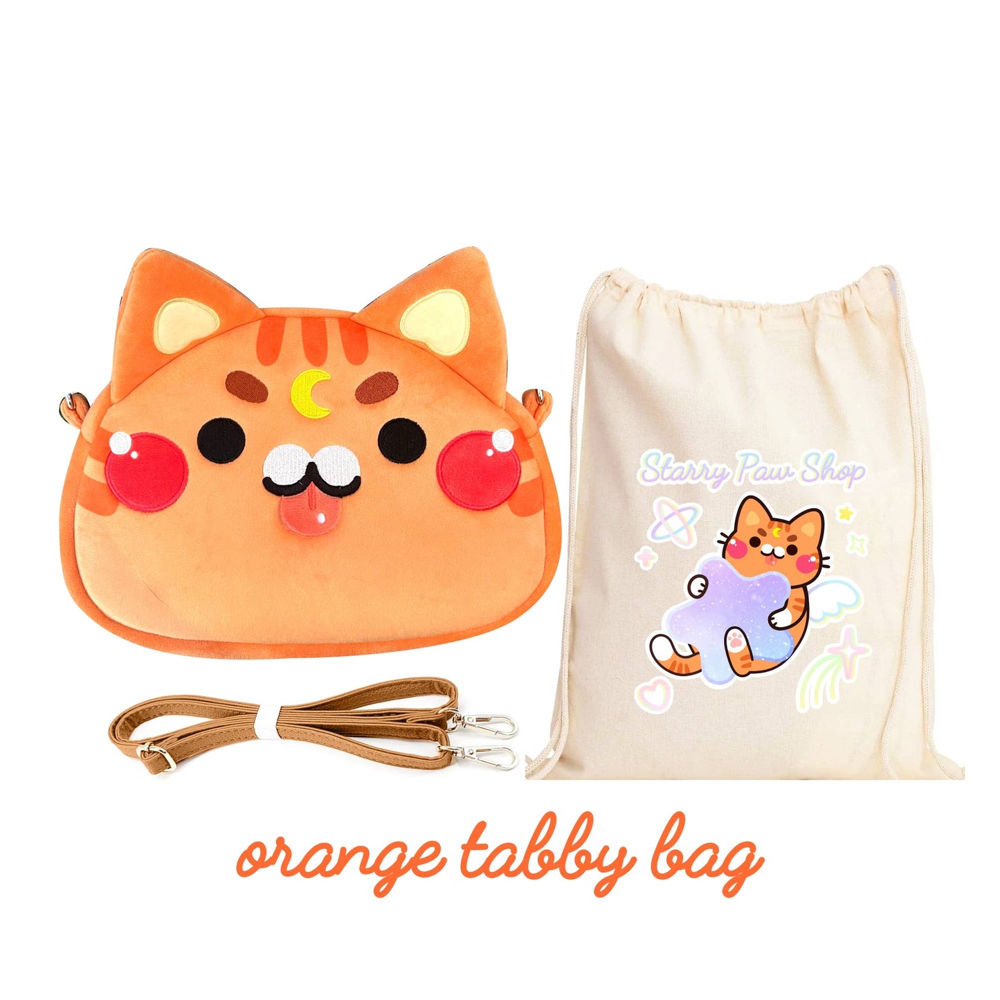 Moon Cat Crossbody Bags with leather strap