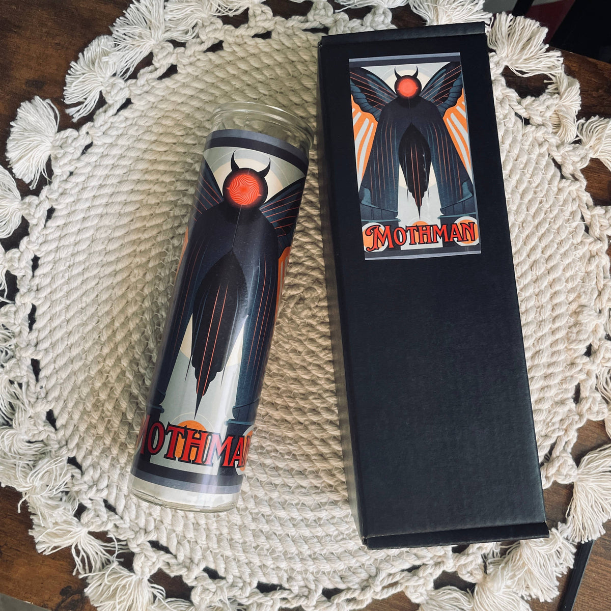 Art Deco Mothman Novelty Bookstore Prayer Candle