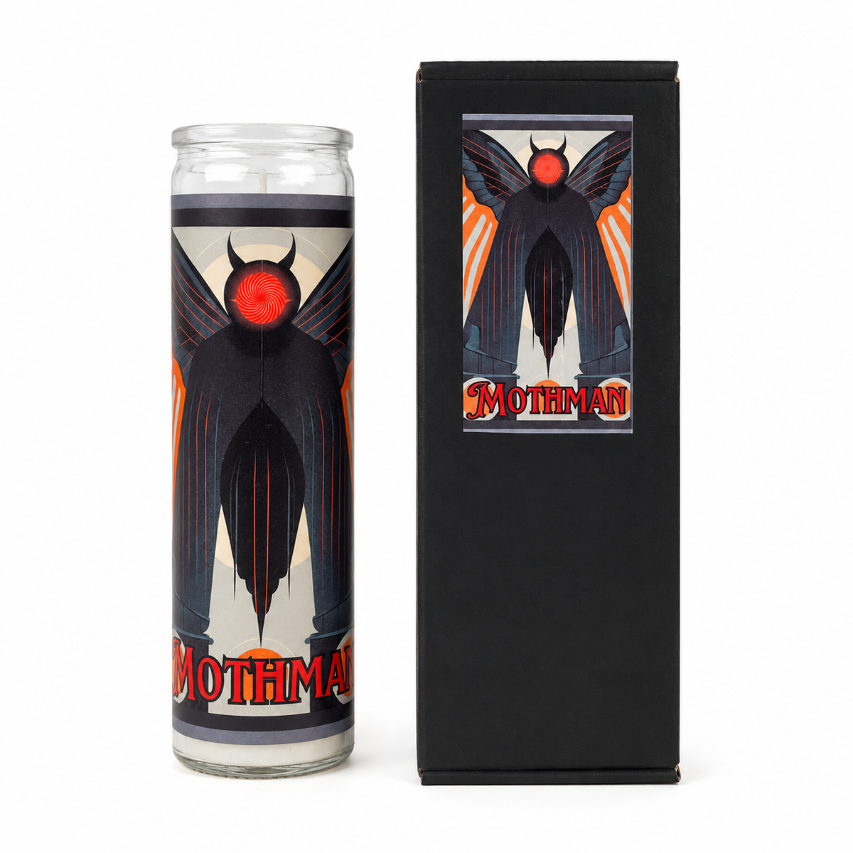 Art Deco Mothman Novelty Bookstore Prayer Candle
