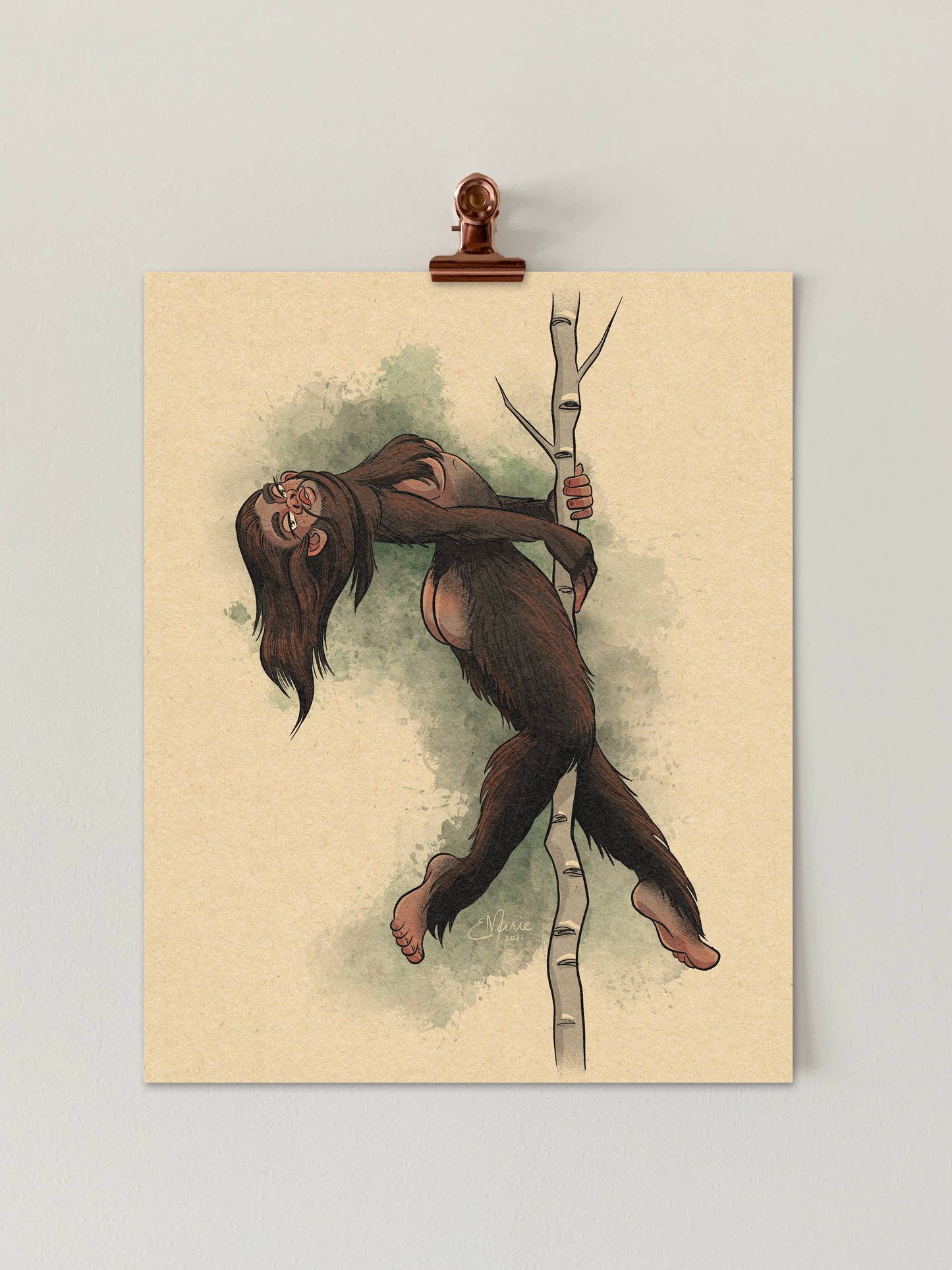 Sasquatch Pinup 8x10 Art Print