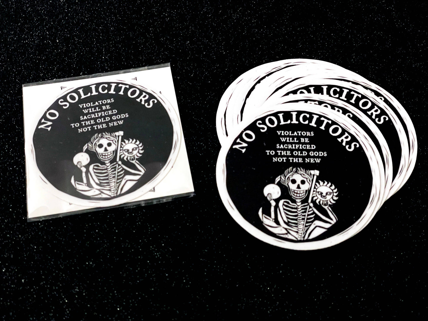 No Solicitors, Dark Humor Vinyl Sticker