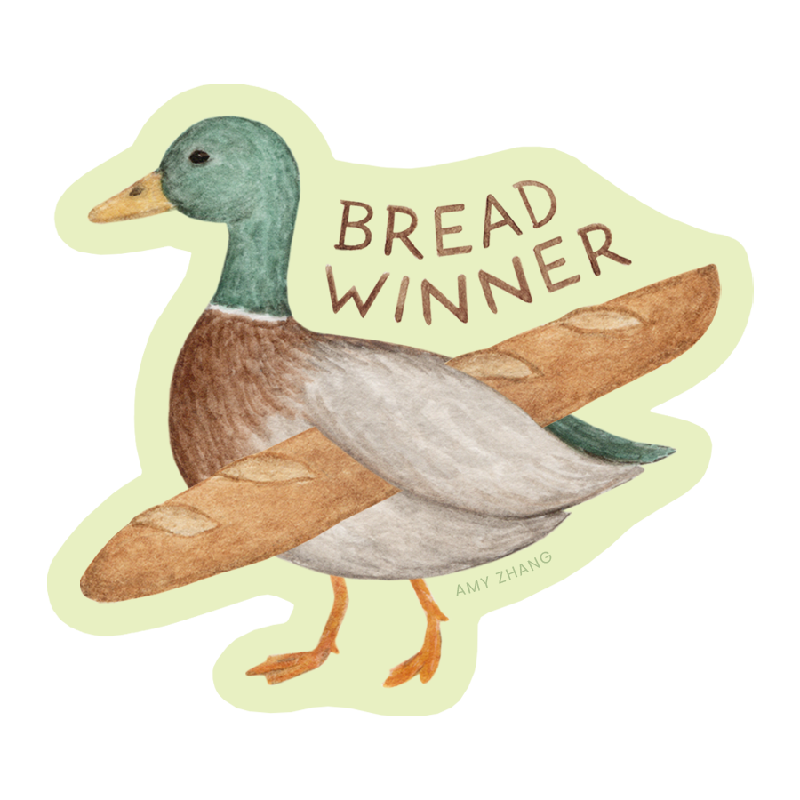 Bread Winner — Funny Duck With Baguette Sticker