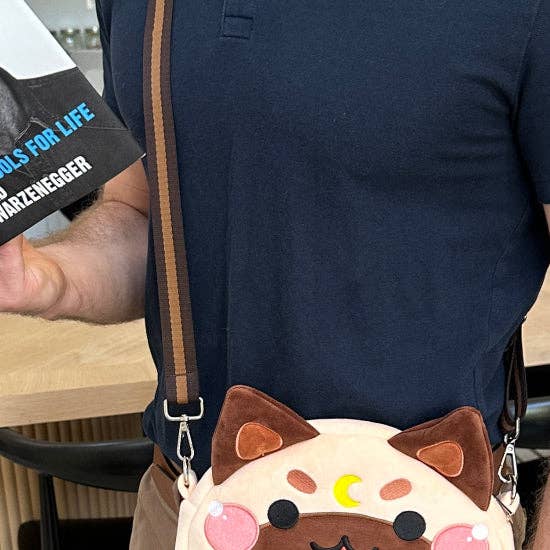 Moon Cat Crossbody Bags with leather strap