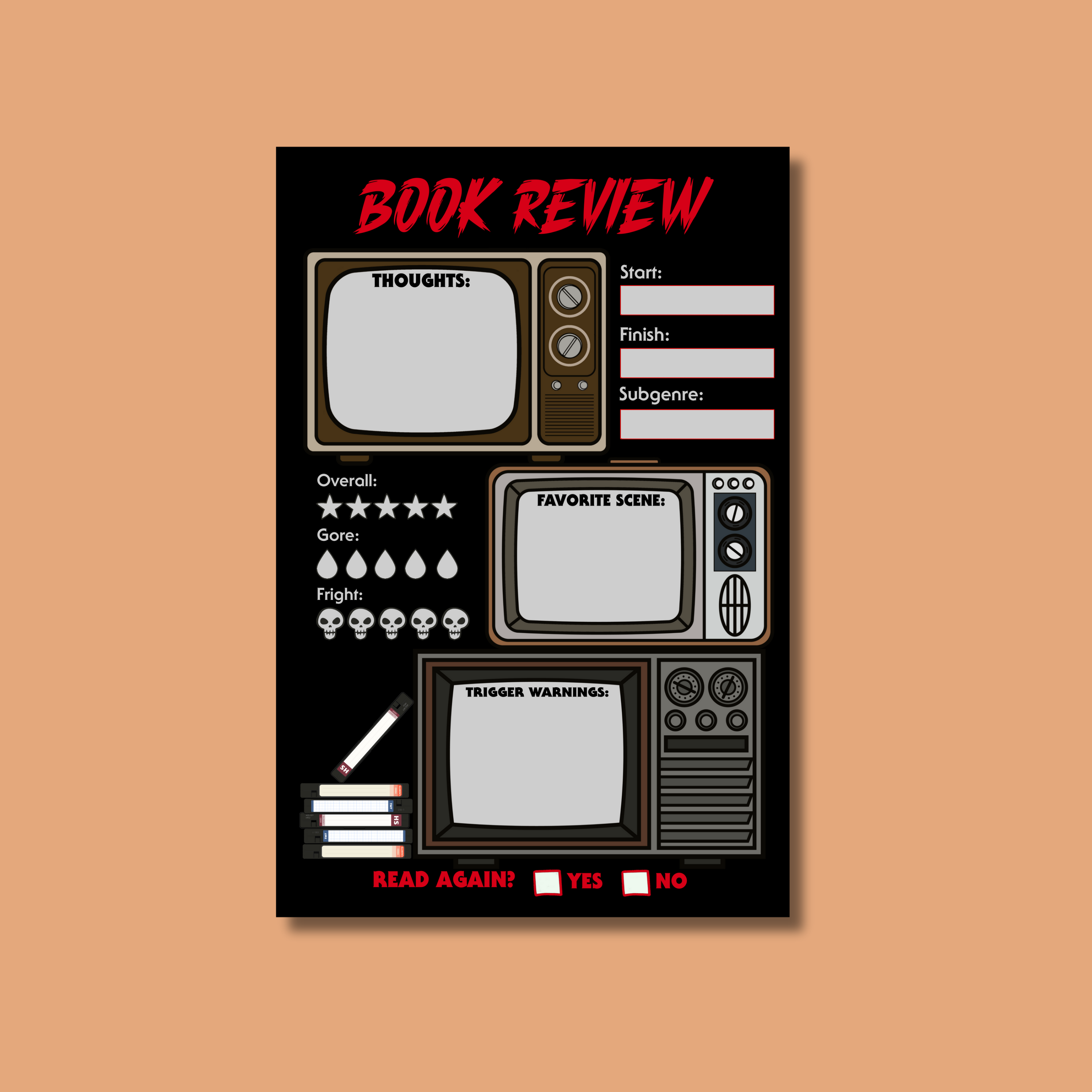 Horror Book Review Sticky Notepad – Bloodstone Books