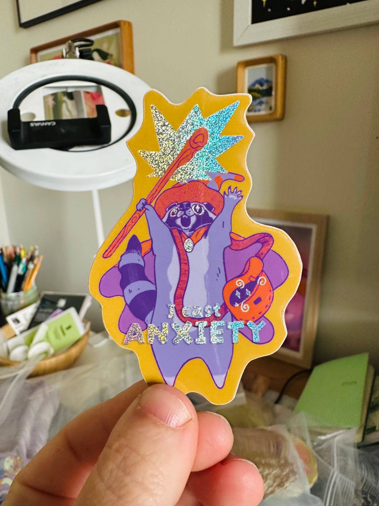 Raccoon Wizard Holographic - Sticker