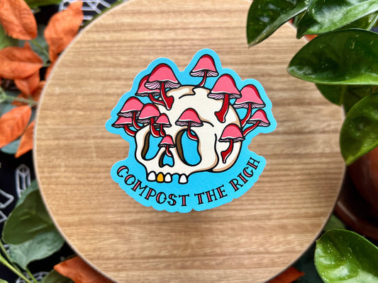 Compost the Rich Skull, Matte Vinyl Sticker