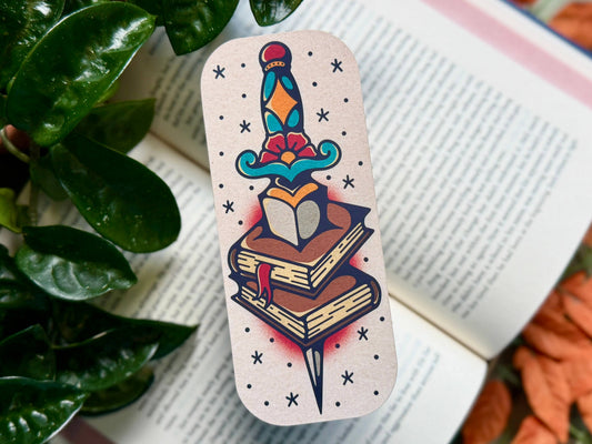 Book and Dagger Bookmark, Soft Matte Double-sided Bookmark