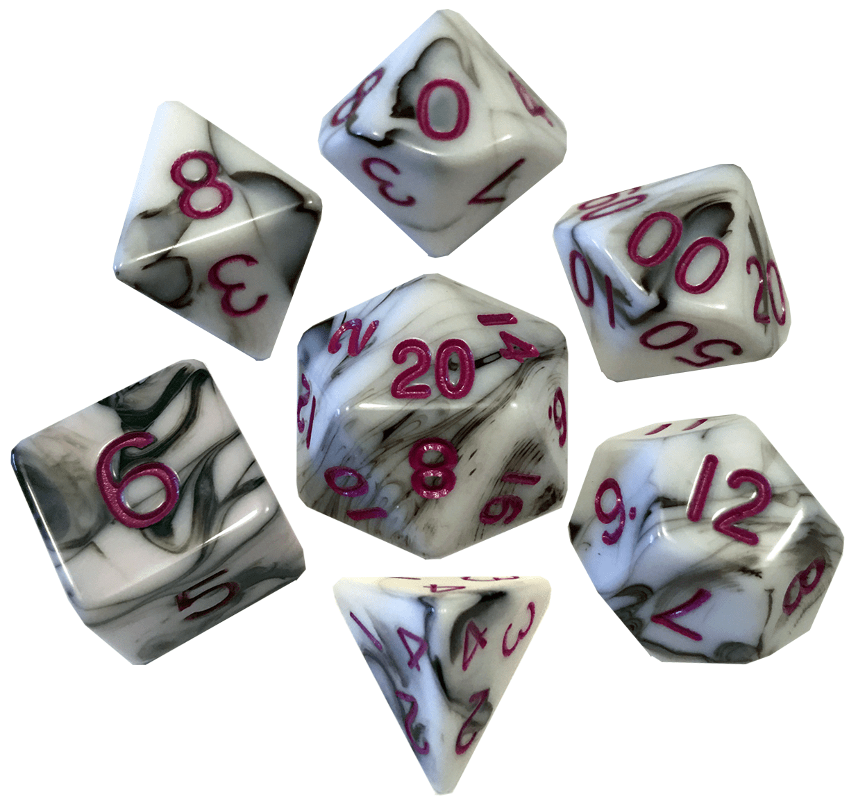 Marble Pattern High Quality Acrylic Dice Set (Multiple Options)