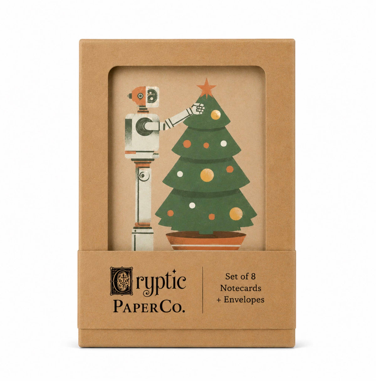 Retro Robot Kraft Paper Christmas Card Set