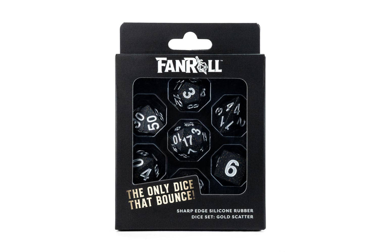 Sharp Edge Silicone Rubber Dice Set: Gold Scatter