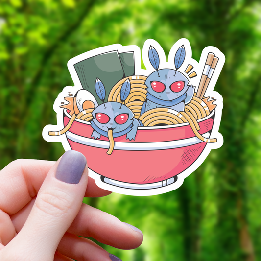 Mothmen Taking A Ramen Bath Sticker