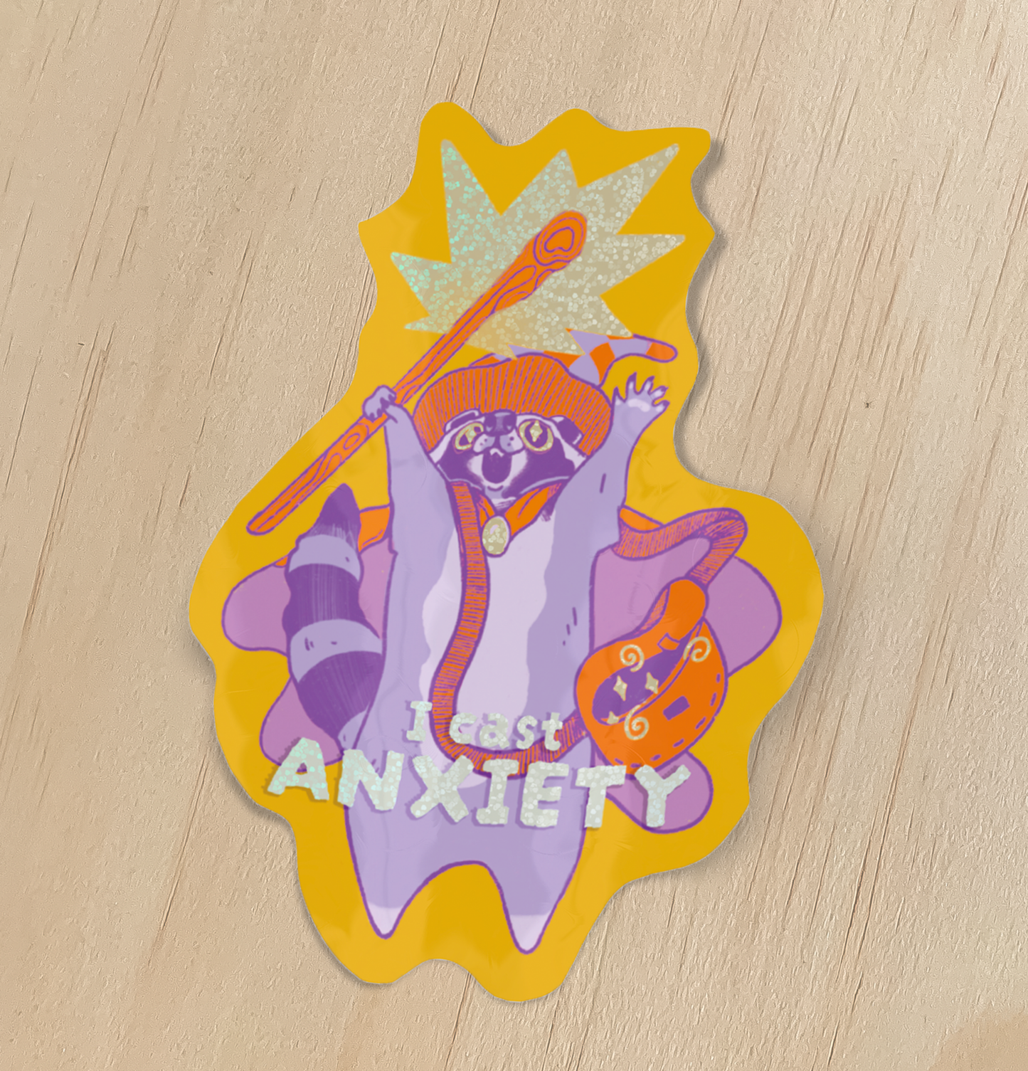 Raccoon Wizard Holographic - Sticker