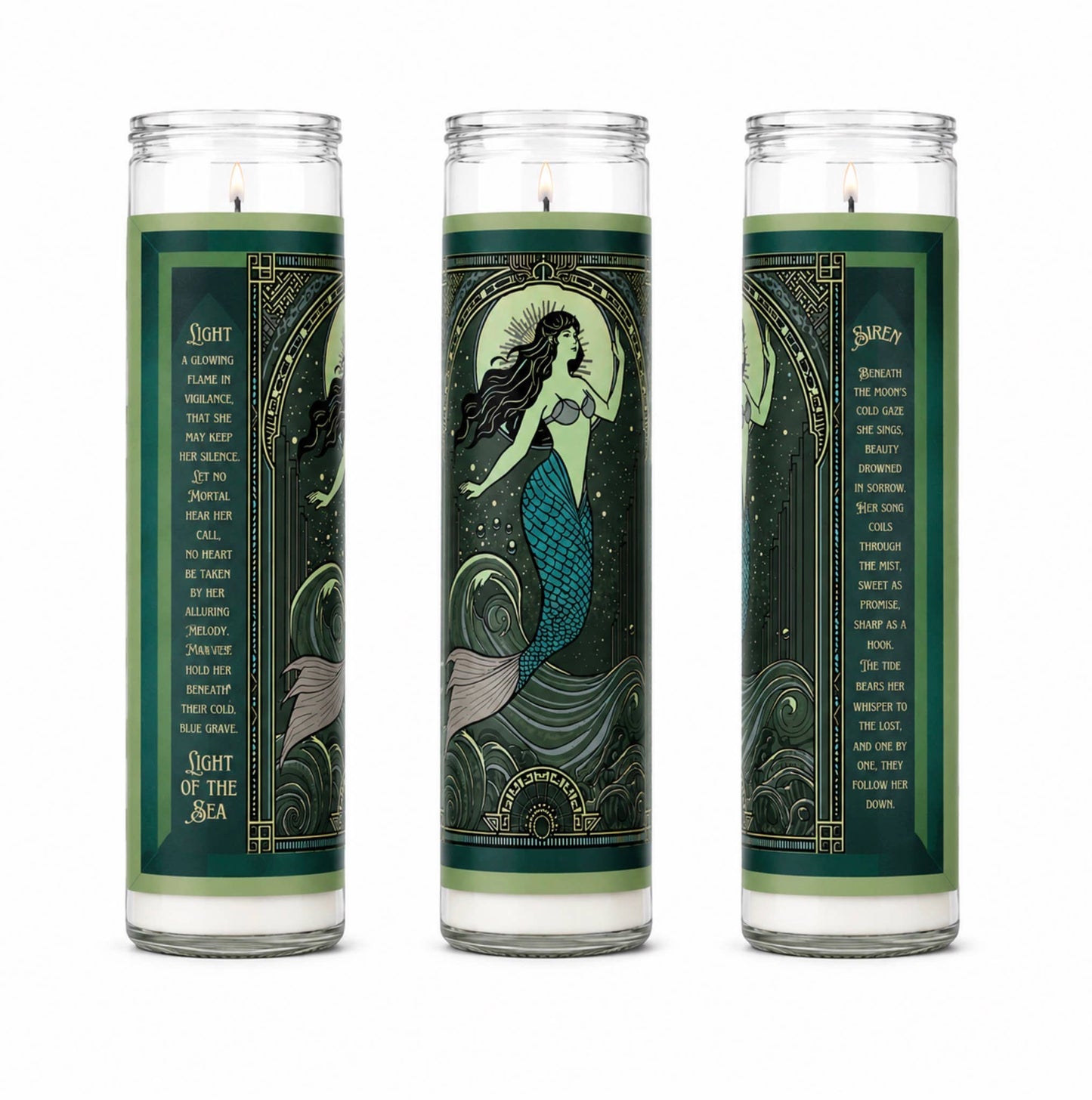 Sea Siren Witchy Novelty Bookstore Prayer Candle 